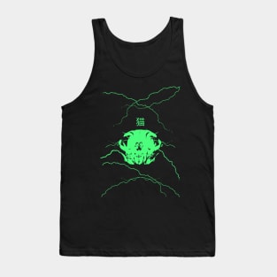 猫 Dark Neko Skull Neon Green Cyber Punk Clothing Aesthetic Tank Top